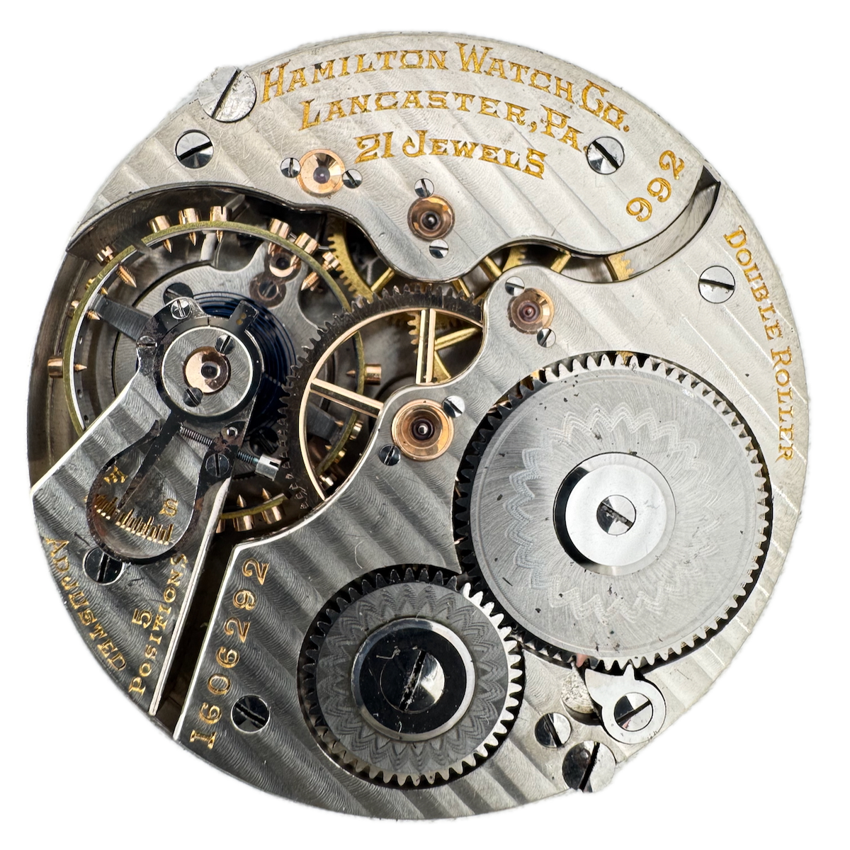 Antique 16s 1921 Hamilton 21j Mechanical Railroad Pocket Watch Movement 992 USA