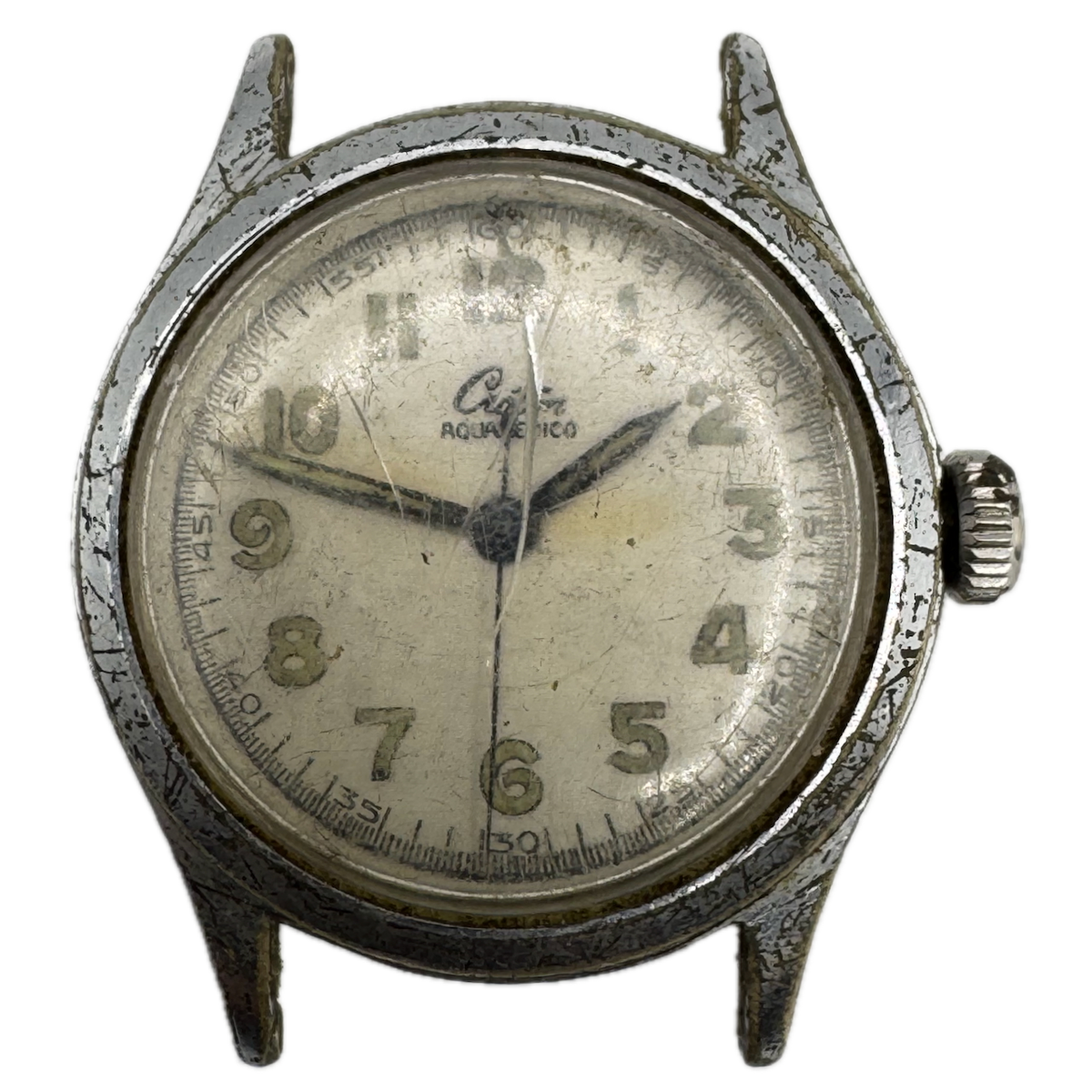 Vintage Croton Aqua-medico Military Men's Mechanical Wristwatch Steel & Chrome