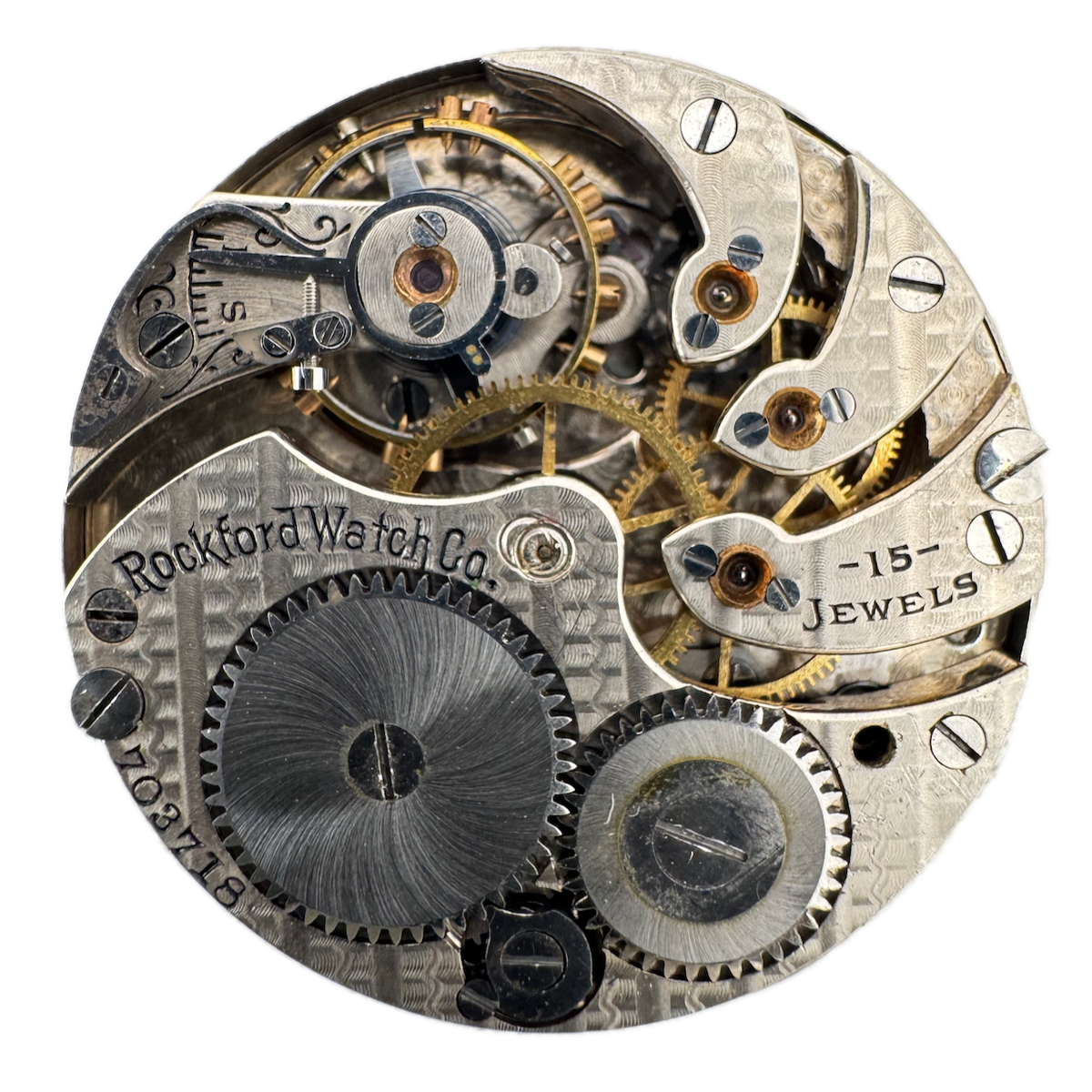 Antique 0s 1907 Rockford 1 15j Mechanical Hunter Pocket Watch Movement 160 USA