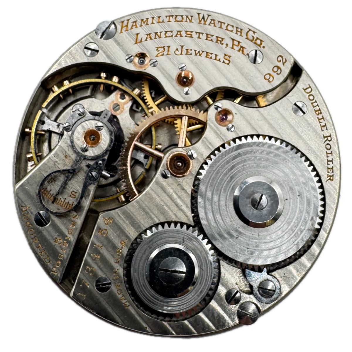 Antique 16s 1924 Hamilton 21 Jewel Railroad Pocket Watch Movement 992 USA