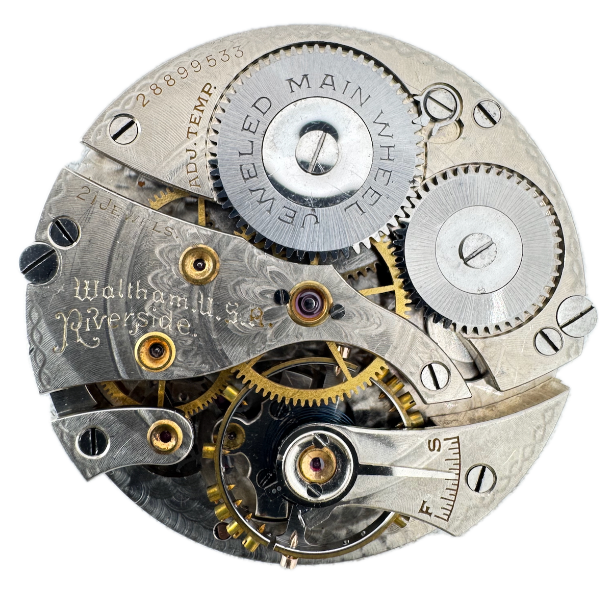 Vintage 16s 1936 Waltham 21 Jewel Mechanical Pocket Watch Movement 1621 USA