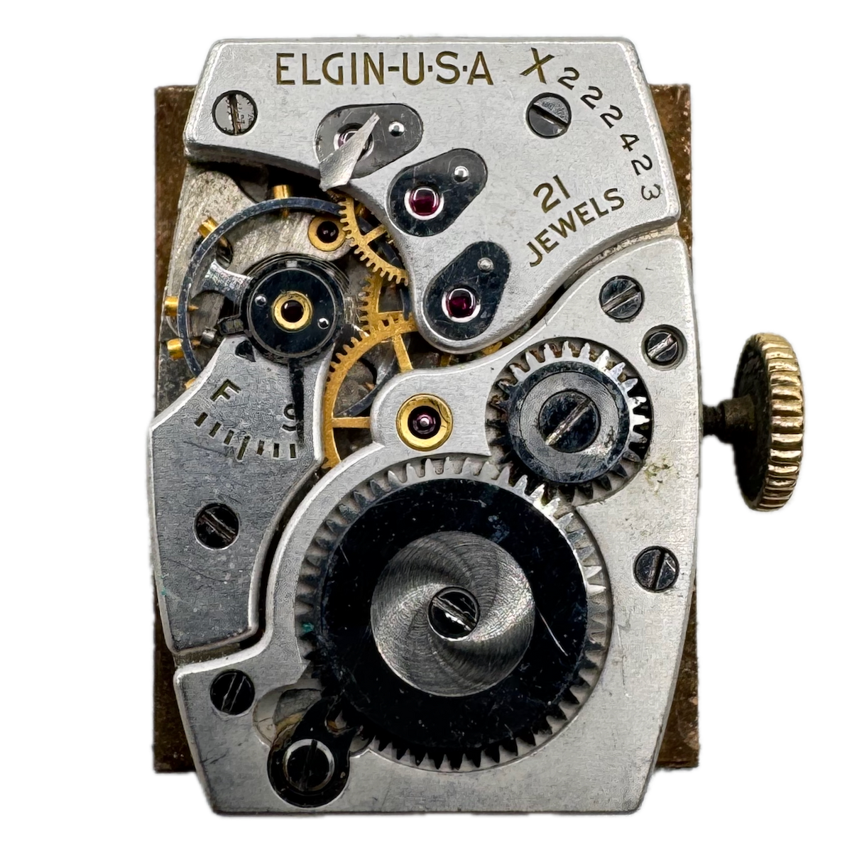 Vintage Lord Elgin Copper Rectangle Mechanical Men's Wristwatch Movement 538