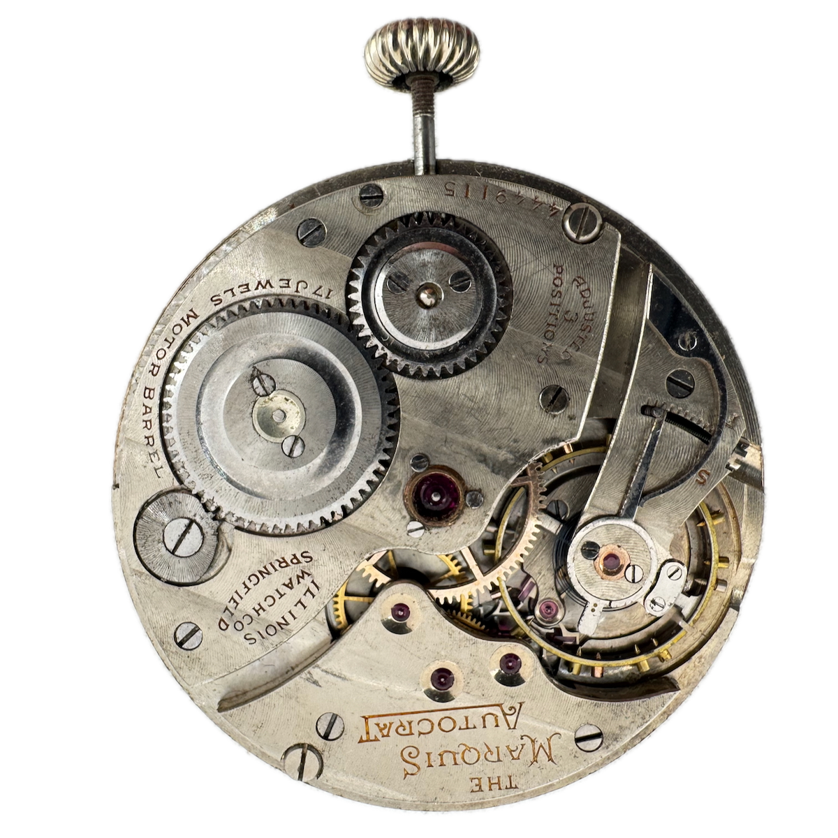 Antique 12s 1923 Illinois Marquis Autocrat 17 Jewel Pocket Watch Movement 525