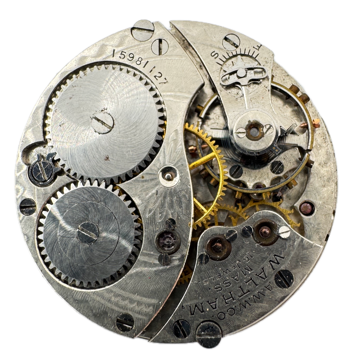 Antique 0s 1907 Waltham Multicolor 15 Jewel Hunter Pocket Watch Movement 165 USA