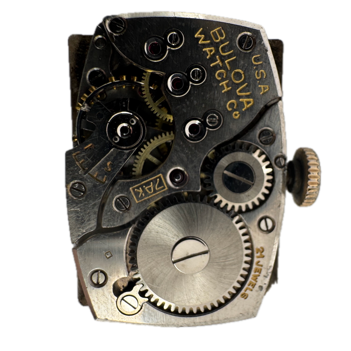 Antique 18mm Bulova 35 Jewel Mechanical Men's Wristwatch Movement 7AK USA