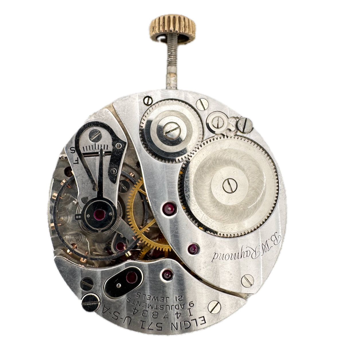 Vintage 16s 1955 Elgin B.W. Raymond 21j Railroad Pocket Watch Movement 571 USA
