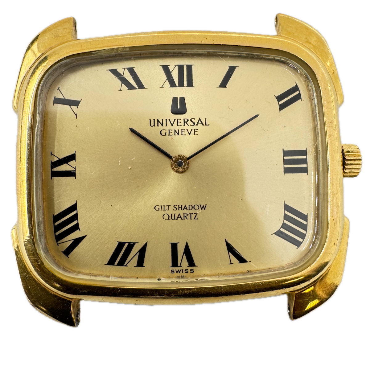 Vintage Universal Geneve 574102 Gilt Shadow Men's Quartz Wristwatch Swiss Made