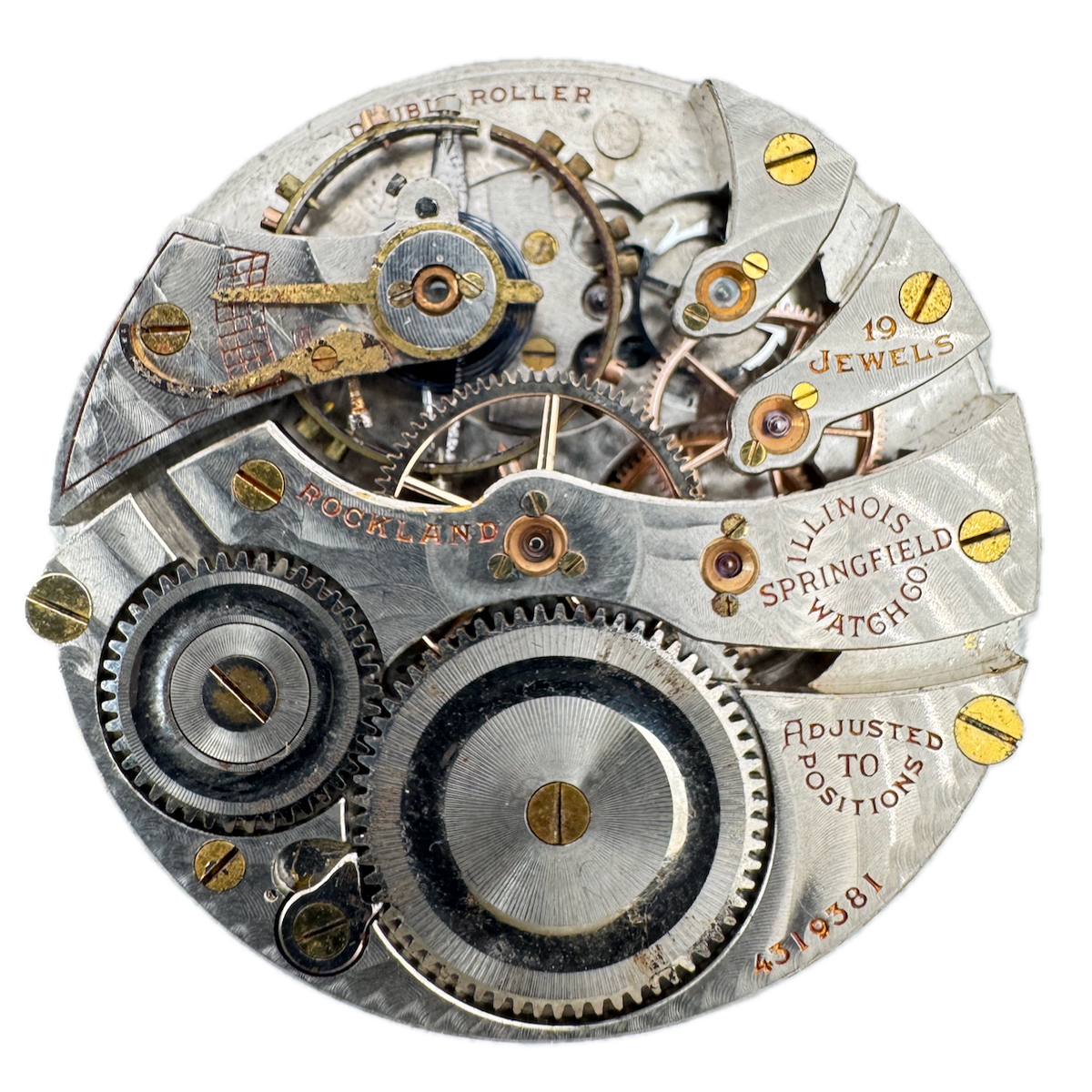 Antique 16s 1923 Illinois Rockland 19jMechanical Pocket Watch Movement 706 USA