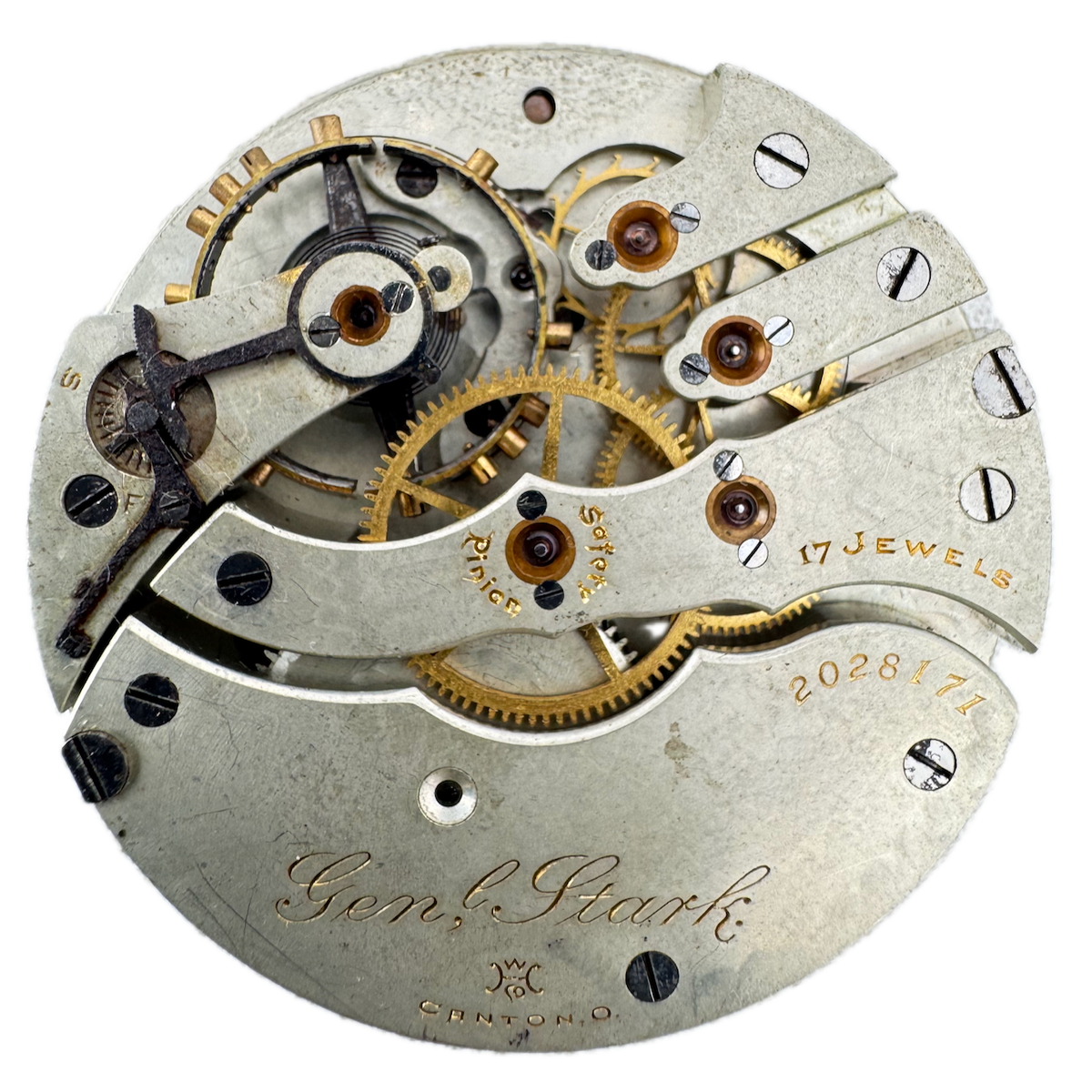 Antique 16s 1905 Hampden 17j Hunter Pocket Watch Movement Gen'l Stark USA