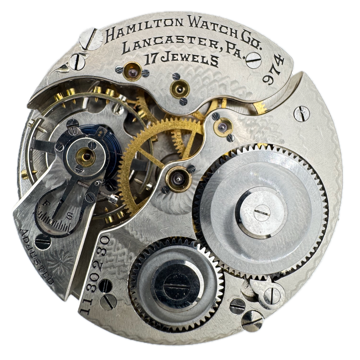 Antique 16s 1915 Hamilton 17j Mechanical Pocket Watch Movement 974 USA