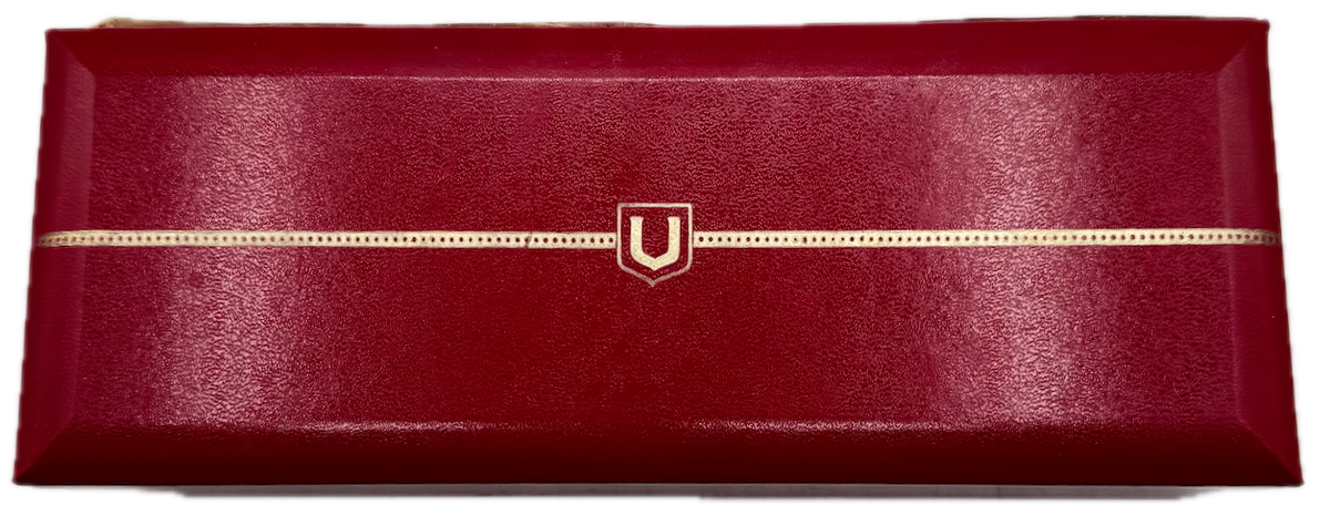 Vintage Universal Geneve Men's Wristwatch Box Swiss Red Pleather, Velvet, & Felt