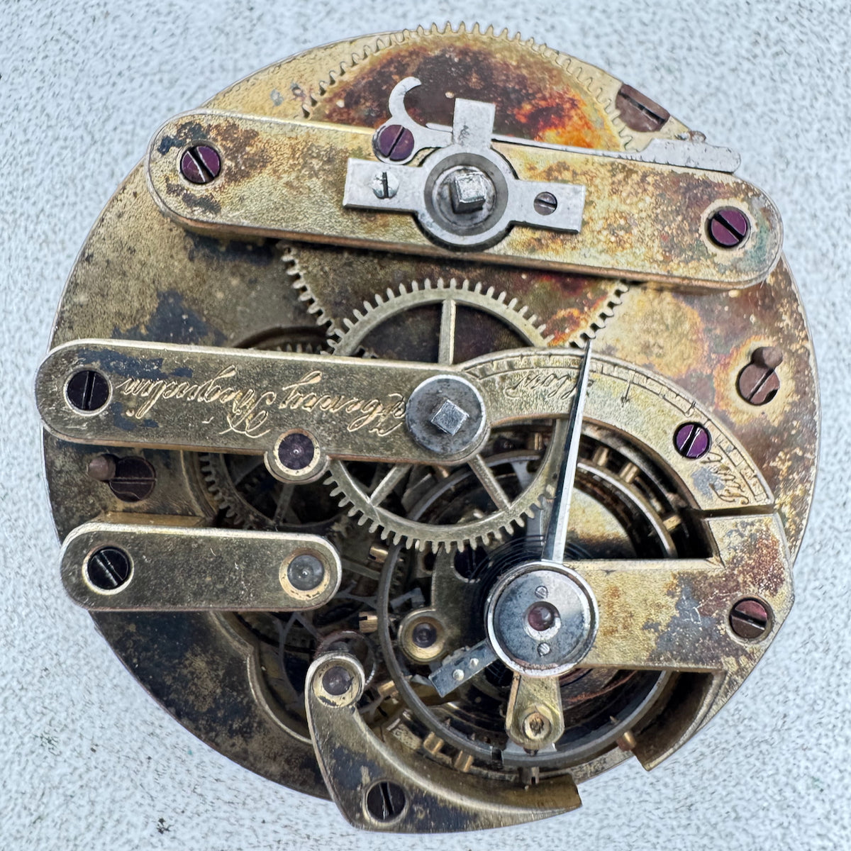 Antique 38mm Henry Beguelin Key Wind Open Face Pocket Watch Movement Swiss