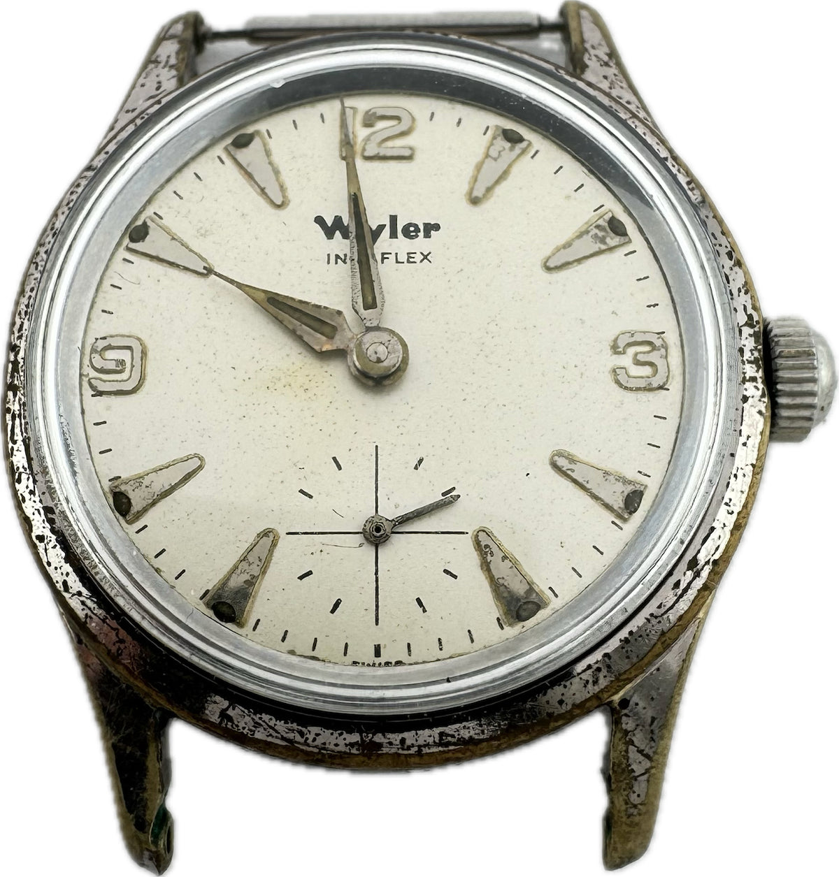 Vintage 30mm Wyler 1023H 2603 Men's Mechanical Wristwatch Swiss Chrome