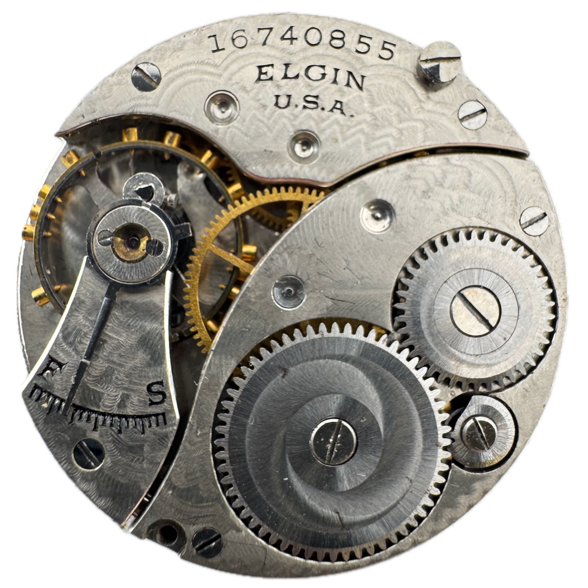 Antique 0s 1912 Elgin 7 Jewel Mechanical Hunter Pocket Watch Movement 320 USA