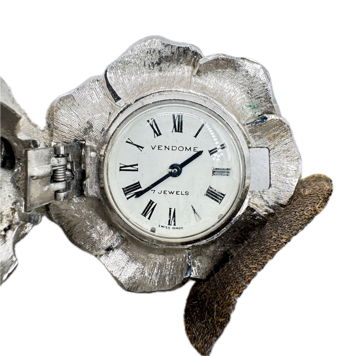 Vintage 38.5mm Vendome Rose Case 7J Men's Mechanical Wristwatch Swiss Silver