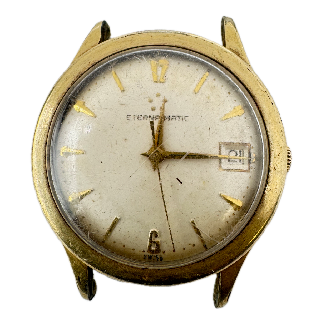 Vintage Eternamatic Date Men's Automatic Wristwatch 1429U Swiss Steel & 14k GF