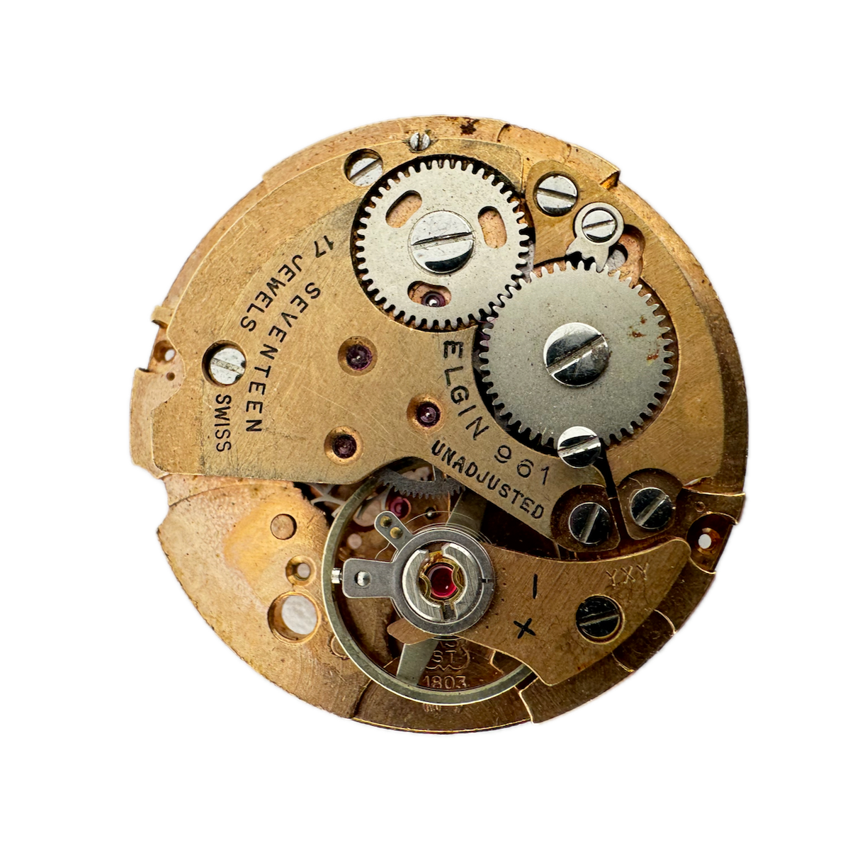 Vintage Elgin 961 17 Jewel Mechanical Men's Wristwatch Movement AS 1903 Swiss