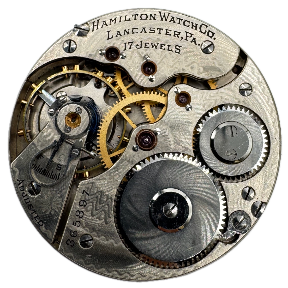 Antique 16s 1907 Hamilton 17 Jewel Hunter Pocket Watch Movement 975 USA