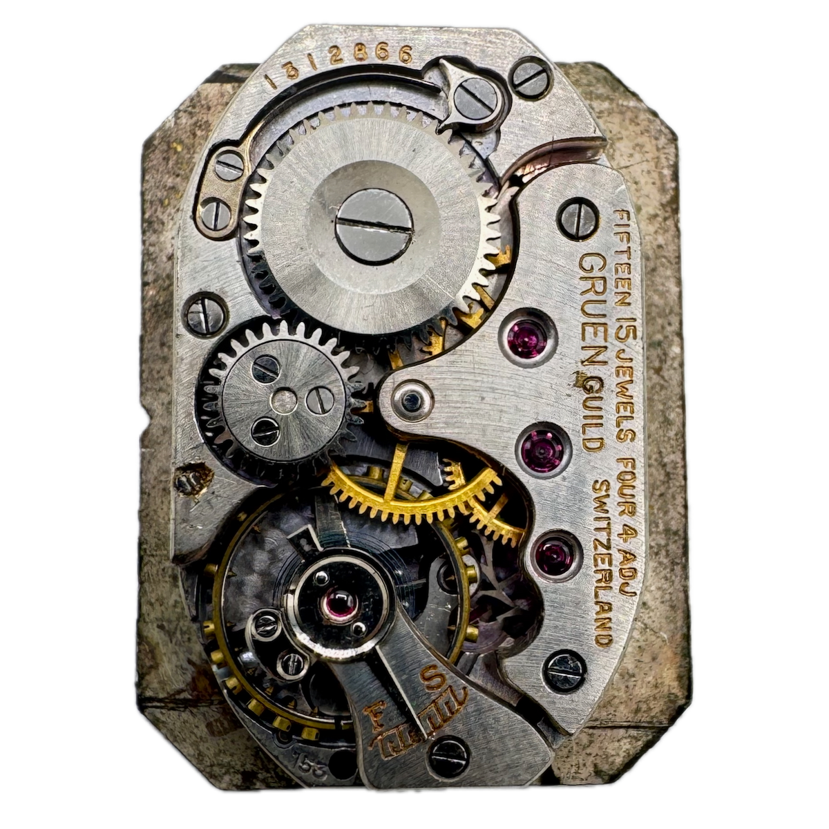 Vintage Gruen Guild 15 Jewel Mechanical Men's Wristwatch Movement Swiss