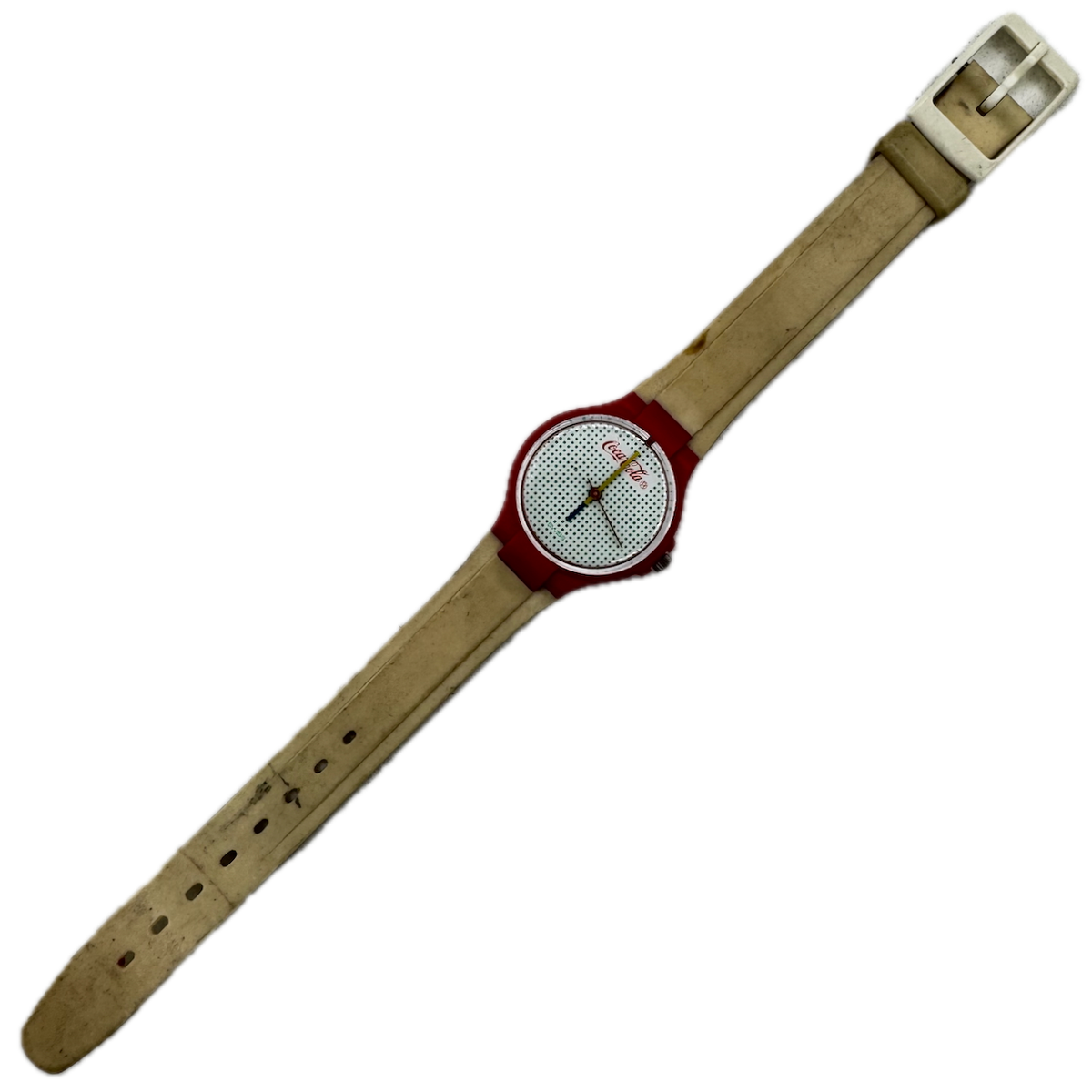 Vintage Coca-Cola Dotted Men's Quartz Wristwatch ETA 625 Swiss Plastic