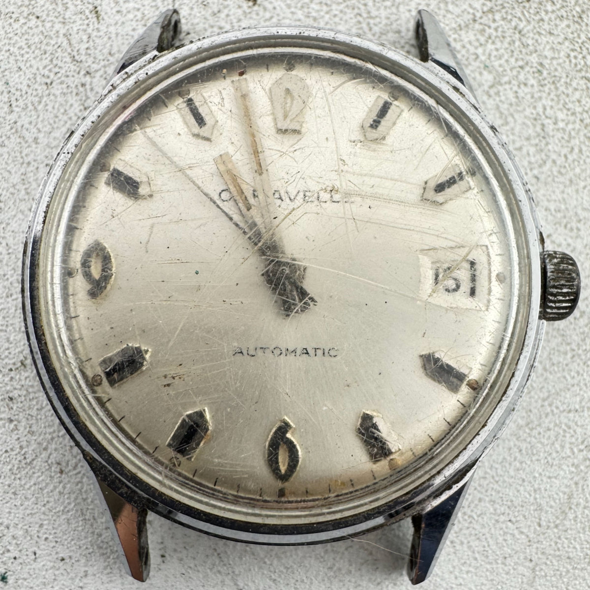 Vintage 1970 Caravelle Sunburst Date Men's Automatic Wristwatch AS 1903 Swiss
