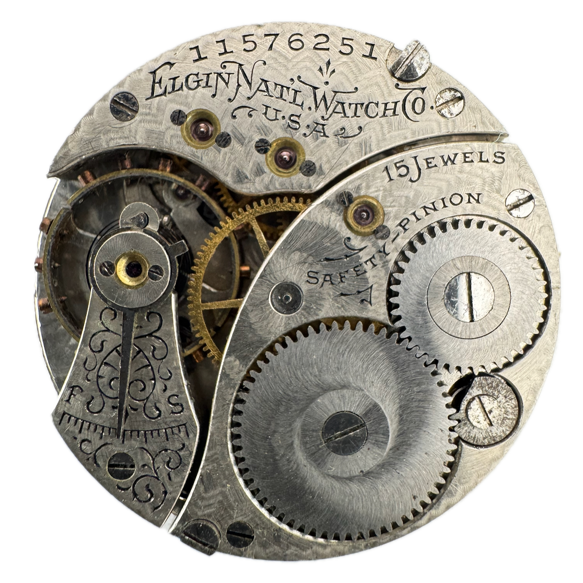 Antique 0s 1905 Elgin 15 Jewels Mechanical Hunter Pocket Watch Movement 318 USA