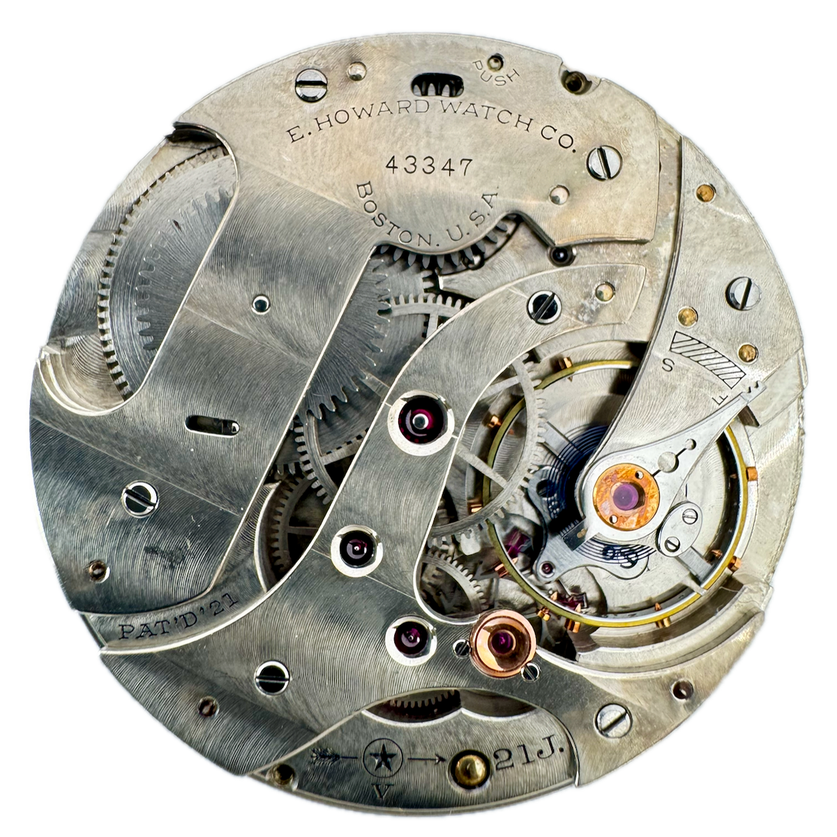 Vintage 8s 1927 E. Howard Art Deco Mechanical Pocket Watch Movement Series IV