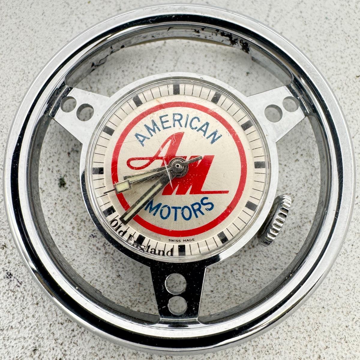 Vintage American Motors Steering Wheel Men's Mechanical Wristwatch 8461 Swiss