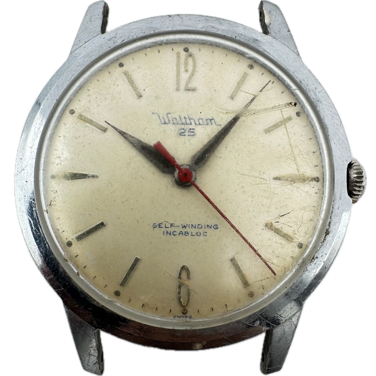 Vintage 35mm Waltham Men's Automatic Wristwatch 1583 N Swiss Steel & Chrome