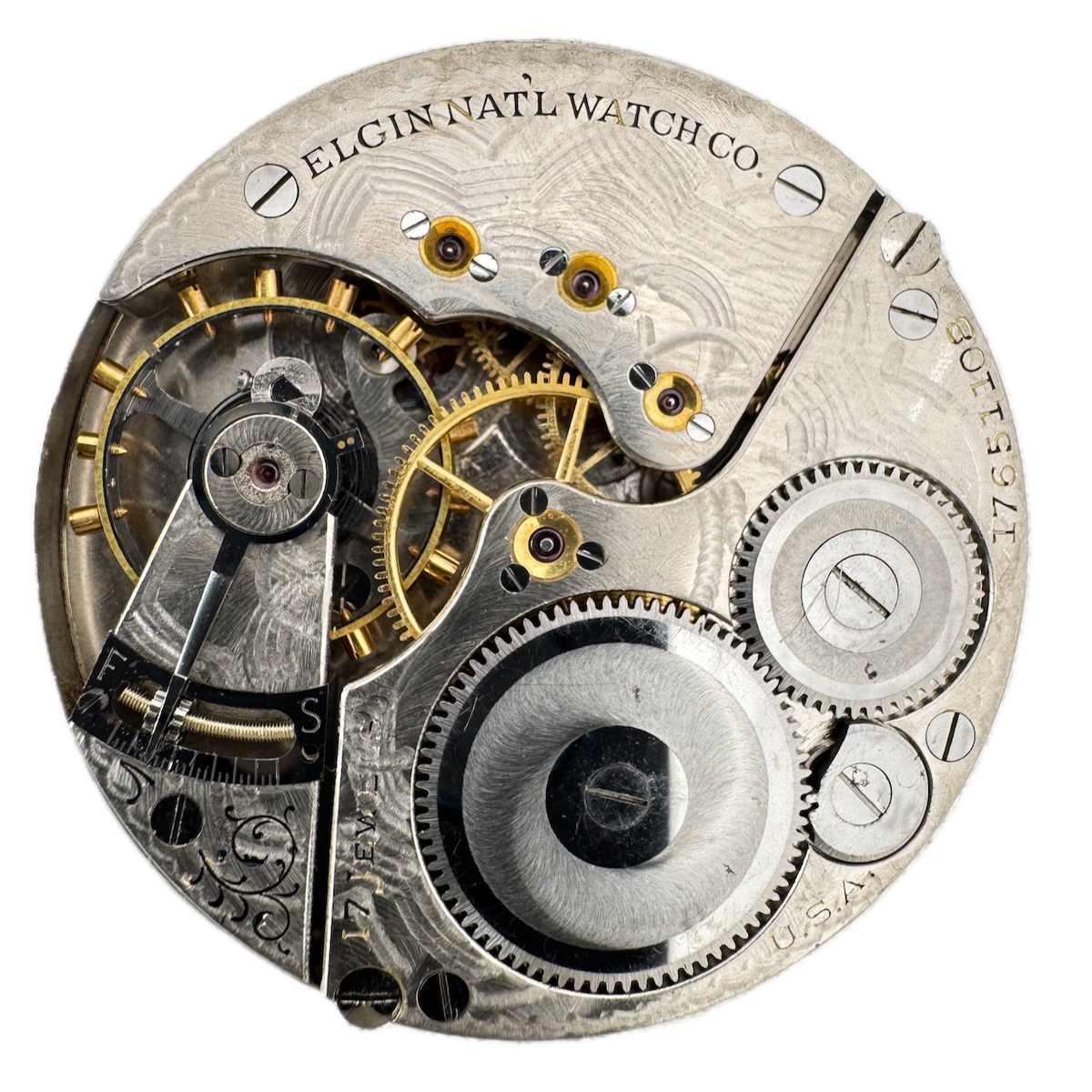 Antique 16s 1914 Elgin 17j Mechanical Hunter Pocket Watch Movement 386 USA