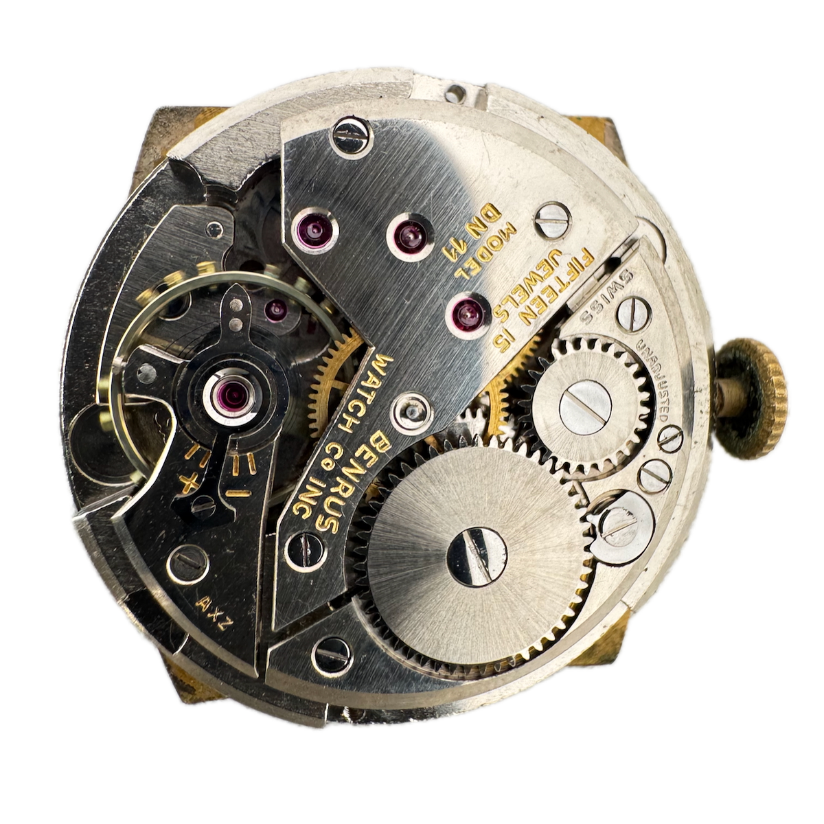 Vintage 26mm Benrus DN11 15 Jewel Mechanical Men's Wristwatch Movement Swiss