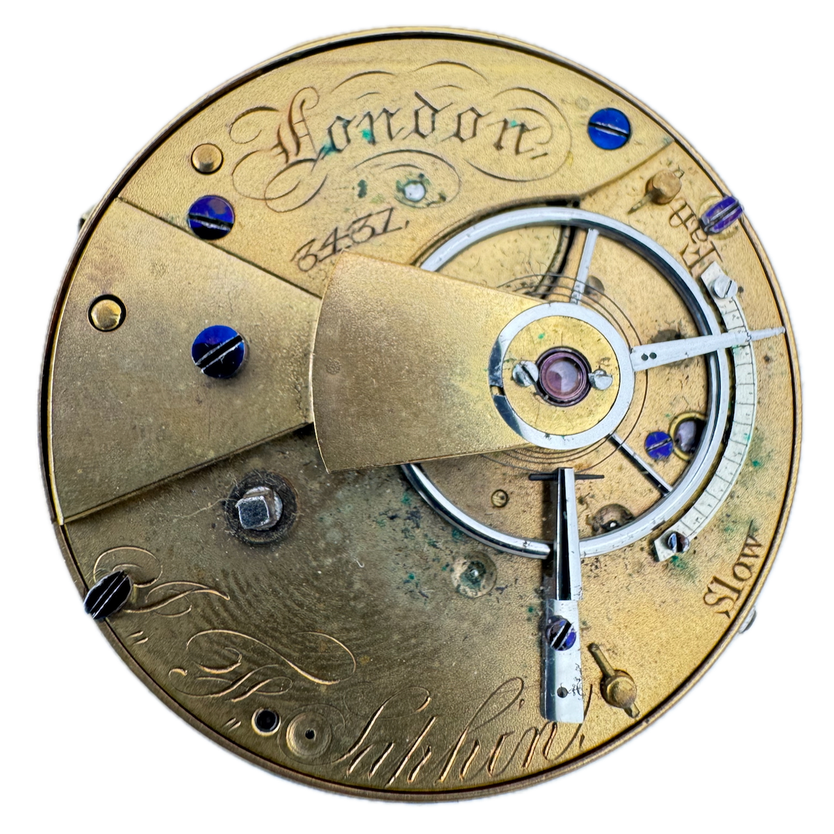 Antique 16s Unbranded I.T. Saphin Key Wind Fusee Pocket Watch Movement London