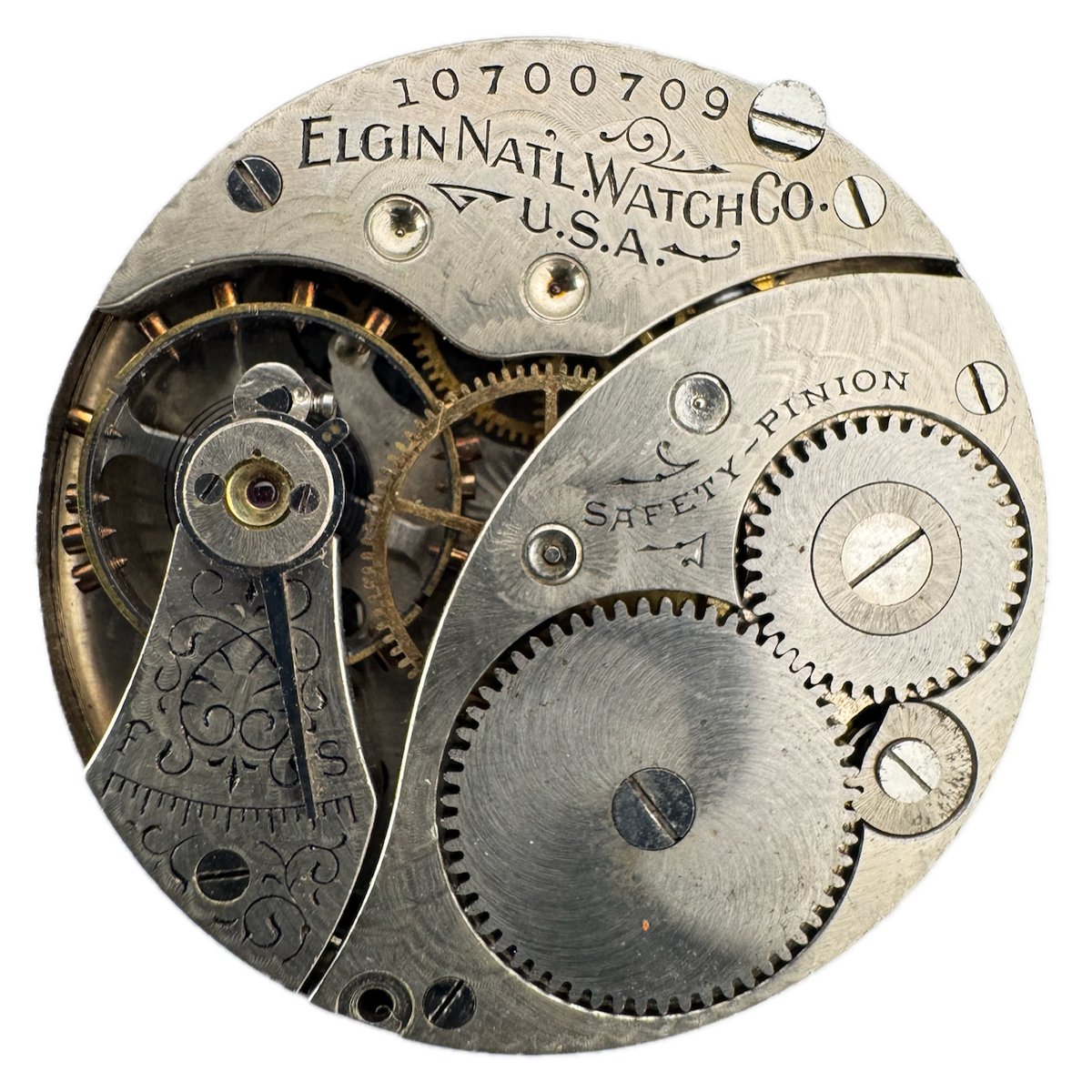 Antique 0s 1904 Elgin 2 Mechanical Hunter Pocket Watch Movement 320 USA 7 Jewels