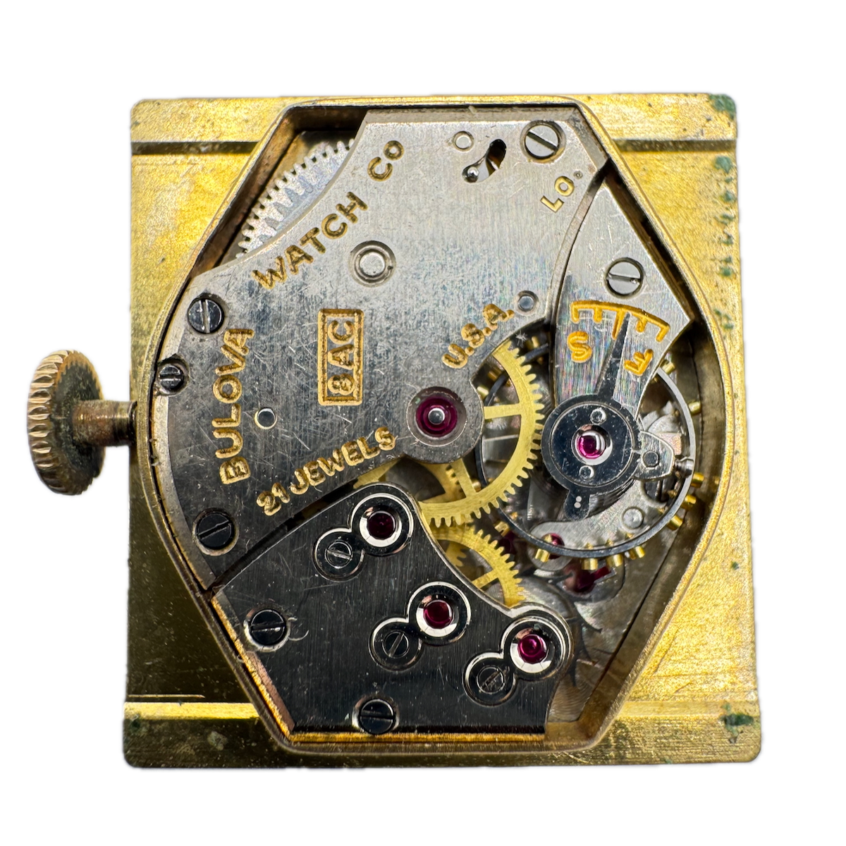 Vintage 21mm Bulova Rectangular Mechanical Men's Wristwatch Movement 8 AC USA