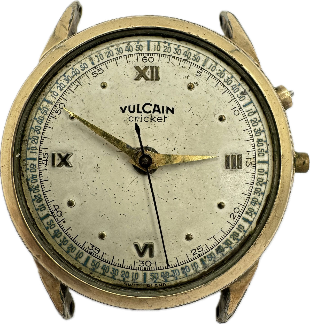 Vintage Vulcain Cricket Men's Mechanical Alarm Wristwatch 120 Swiss 10k GF