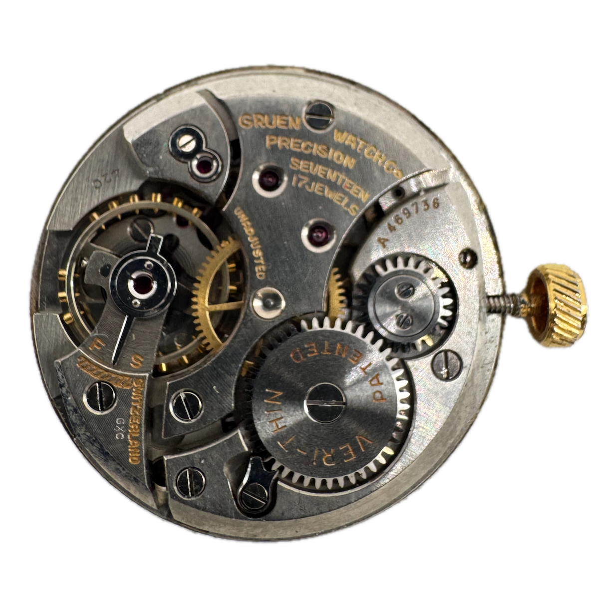 Vintage Gruen Veri-thin Precision Mechanical Men's Wristwatch Movement 420 Swiss