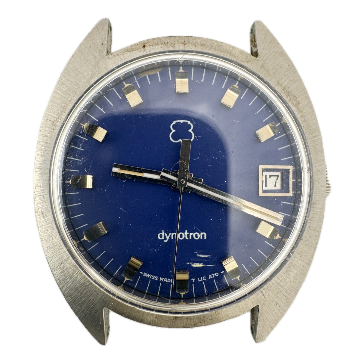 35mm ESA Dynotron Purple Date Prototype 13 Jewel Men's Wristwatch 9154 Steel