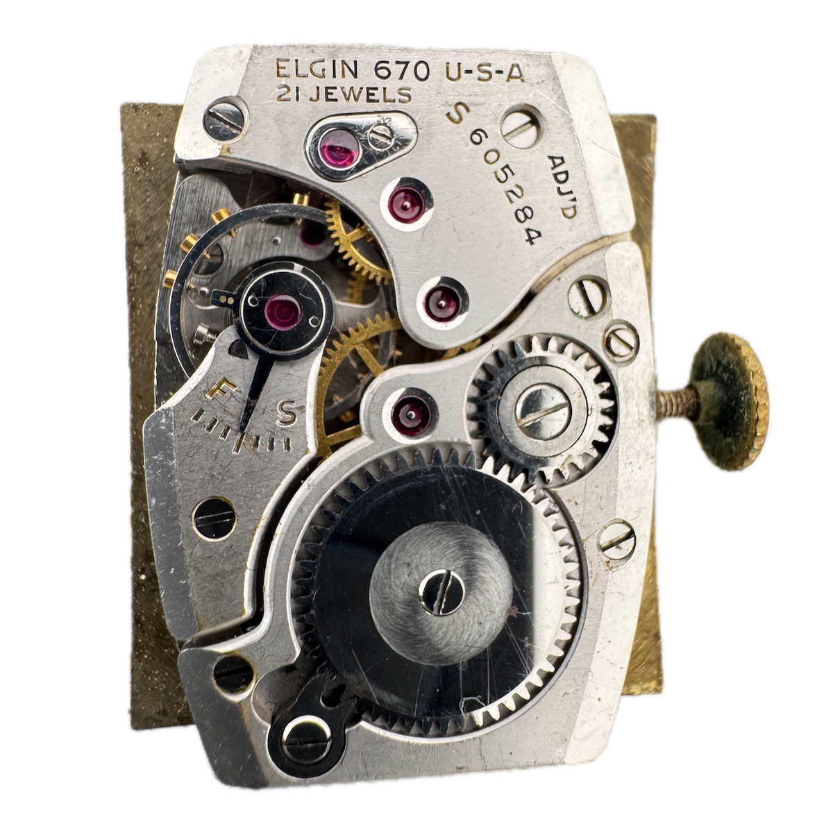 Vintage 19.5mm Lord Elgin 21 Jewel Mechanical Men's Wristwatch Movement 670 USA