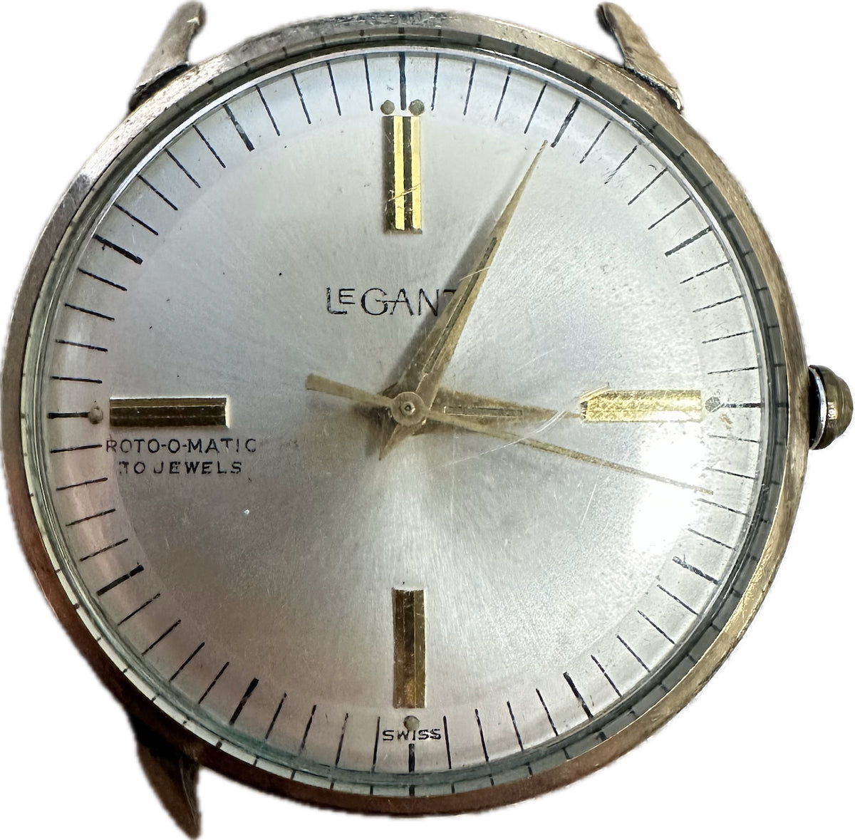 Vintage LeGant Roto-o-matic Men's Automatic Wristwatch Swiss 10k GF & Steel
