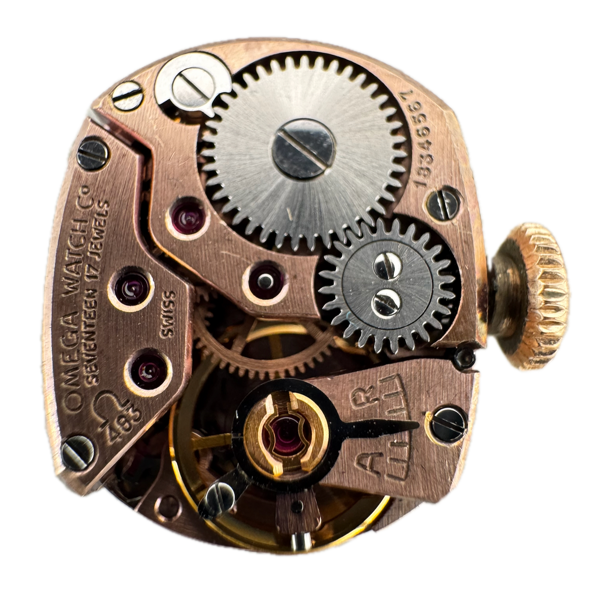 Vintage 12.5mm Omega 17 Jewel Mechanical Men's Wristwatch Movement 483 Swiss