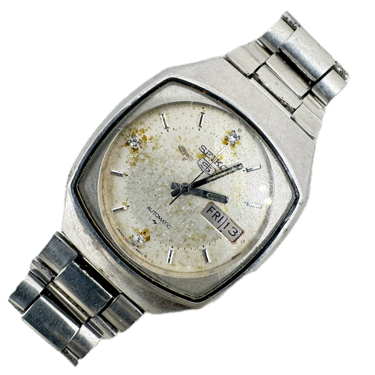 Vintage 37mm Seiko 7009-5200 5 Spanish Day Date Men's Automatic Wristwatch Japan