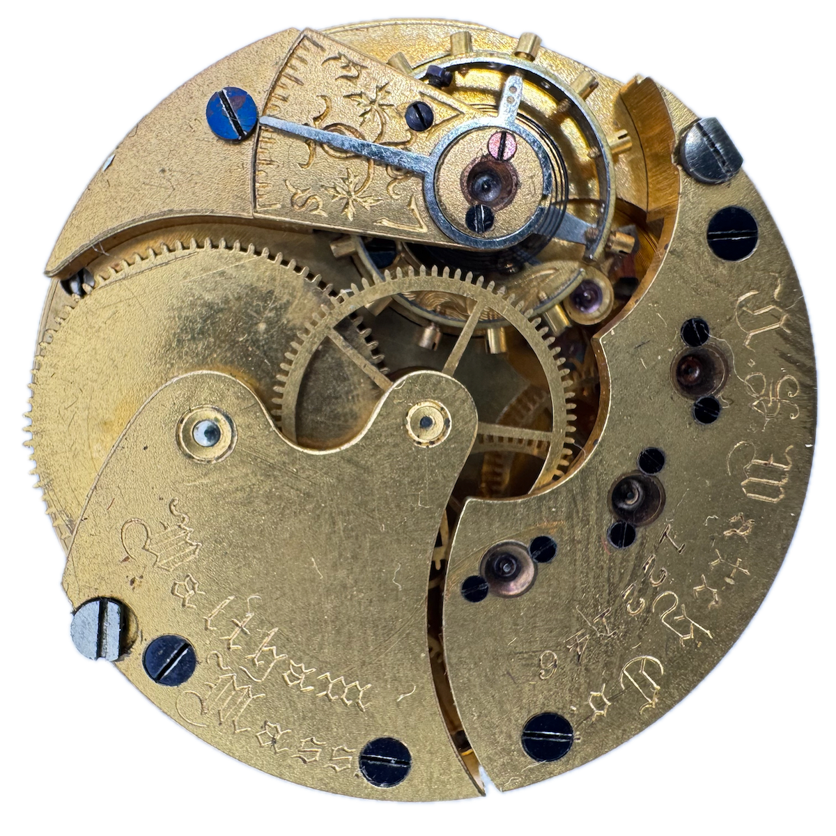 Antique 6s 1892 Waltham 15 Jewel Pocket Watch Movement Wm. Ellery for Repair