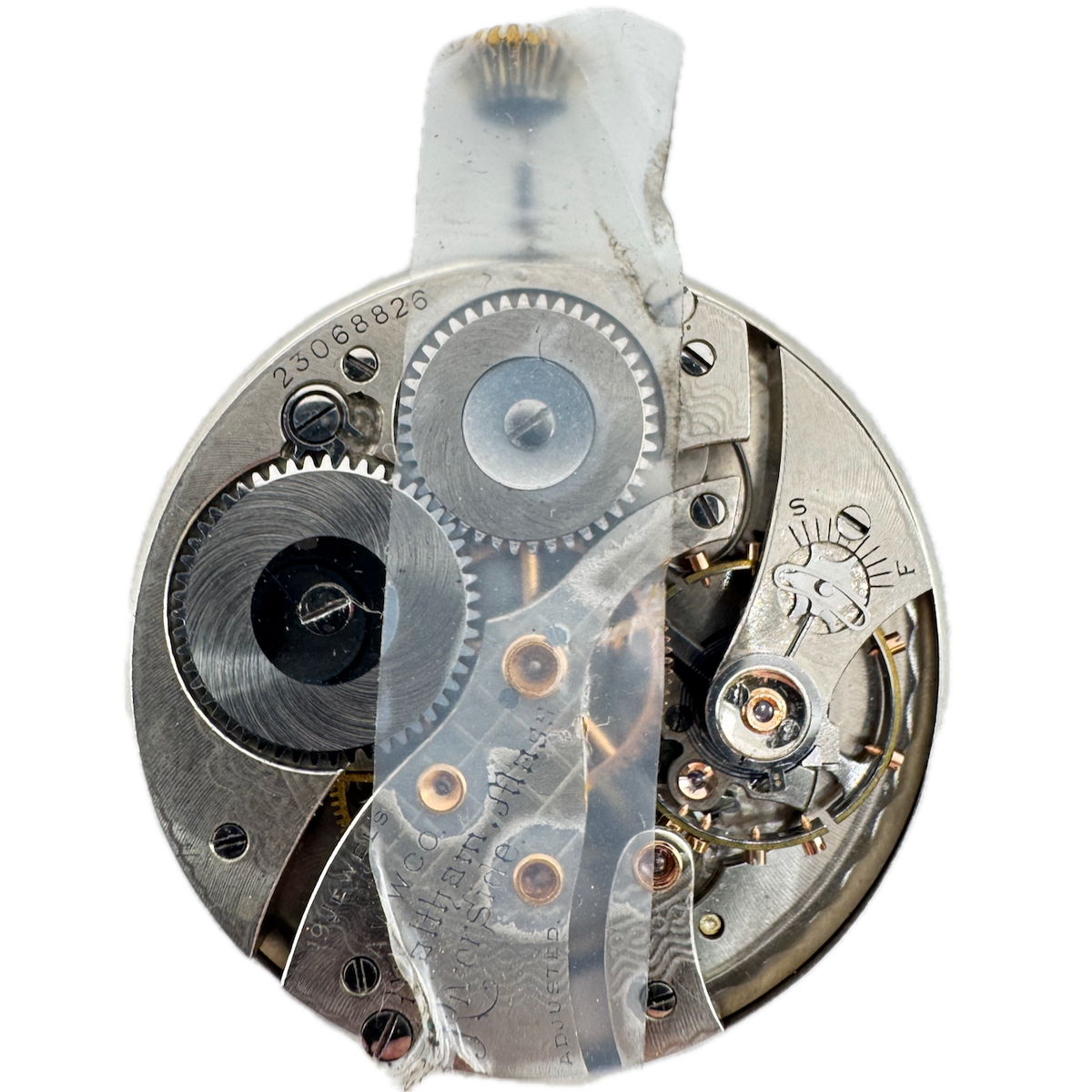 Antique 12s 1919 Waltham Yellow 19 Jewel Pocket Watch Movement Riverside USA