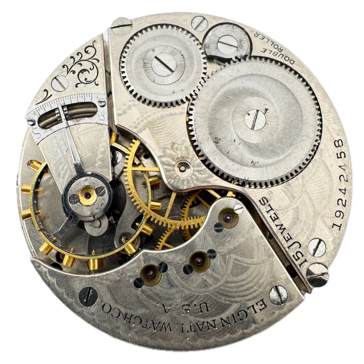 Antique 16 SIze 1917 Elgin 15 Jewel Mechanical Pocket Watch Movement 313 USA