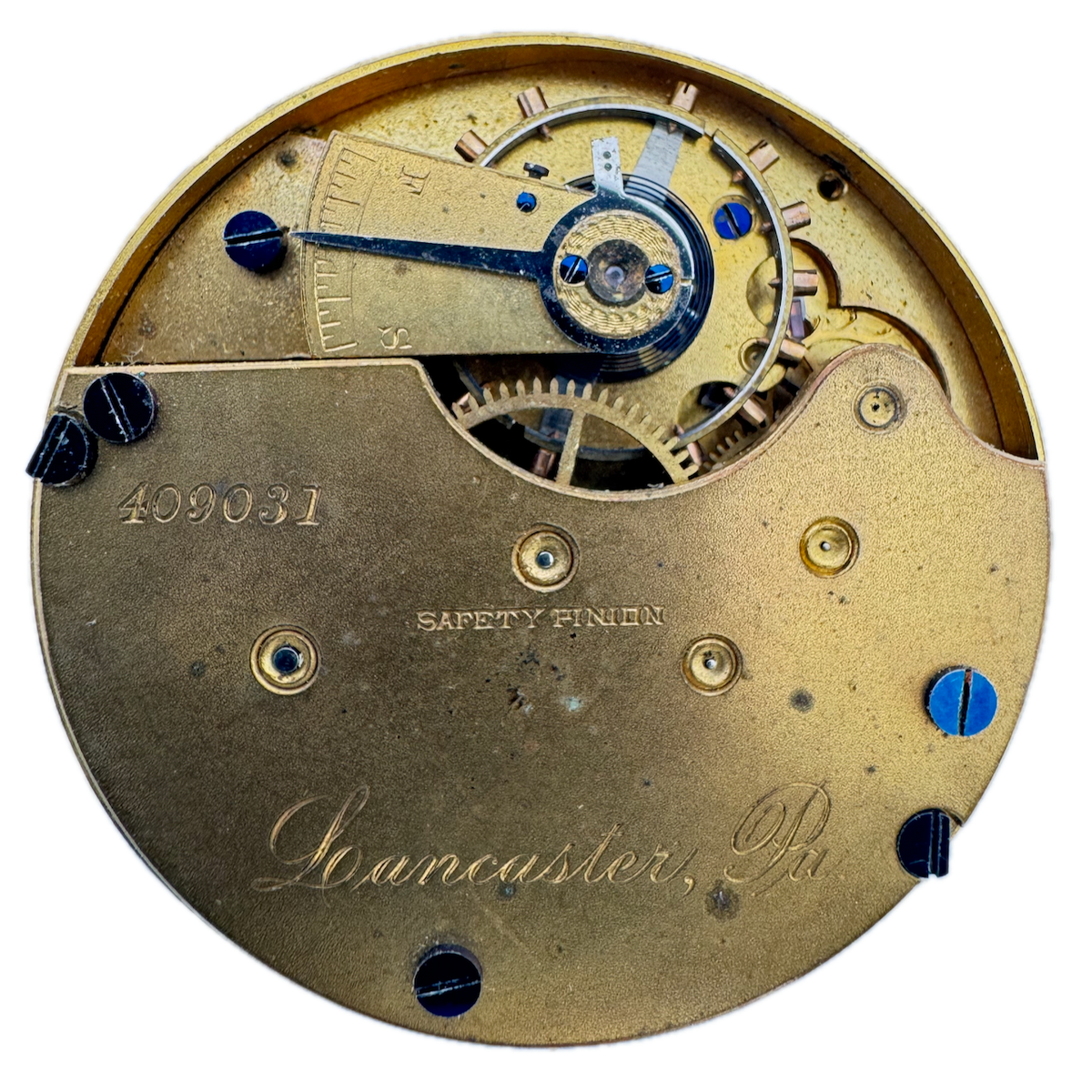 Antique 18s 1890 Lancaster 7 Jewel Hunter Pocket Watch Movement Lancaster USA