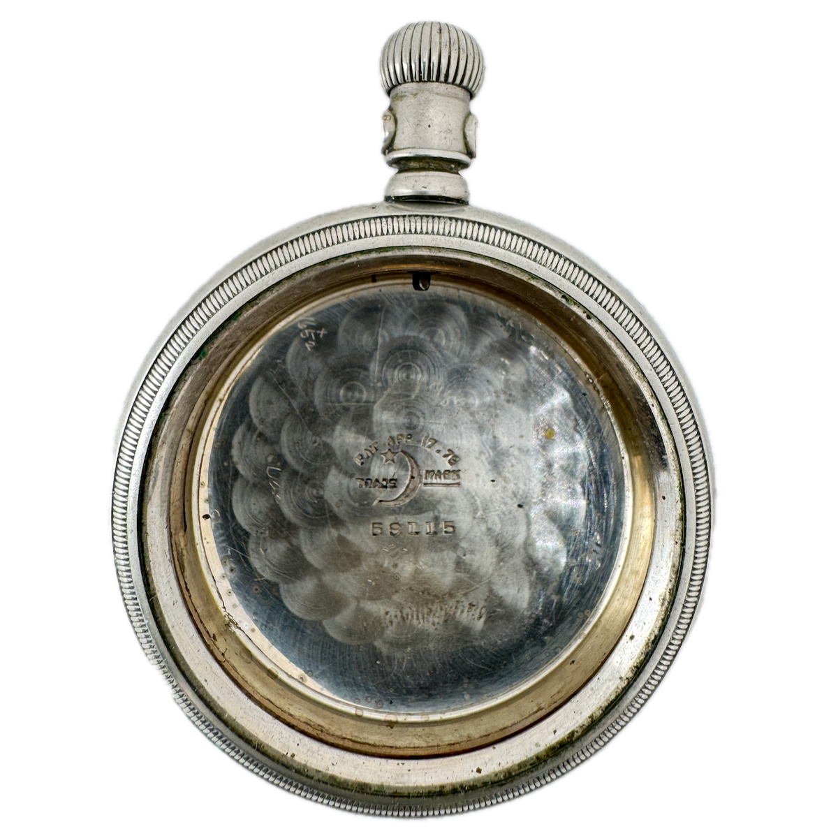 Antique 18s Crescent Coin Edge Open Face Pocket Watch Case Nickel USA