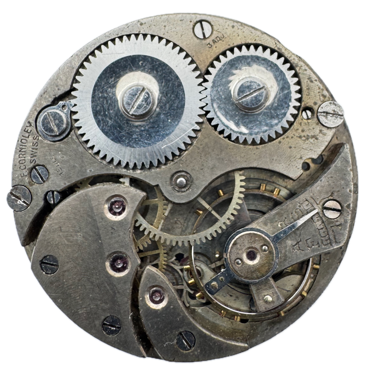 Antique 39mm F.Cornioley 15 Jewel Mechanical Pocket Watch Movement Swiss