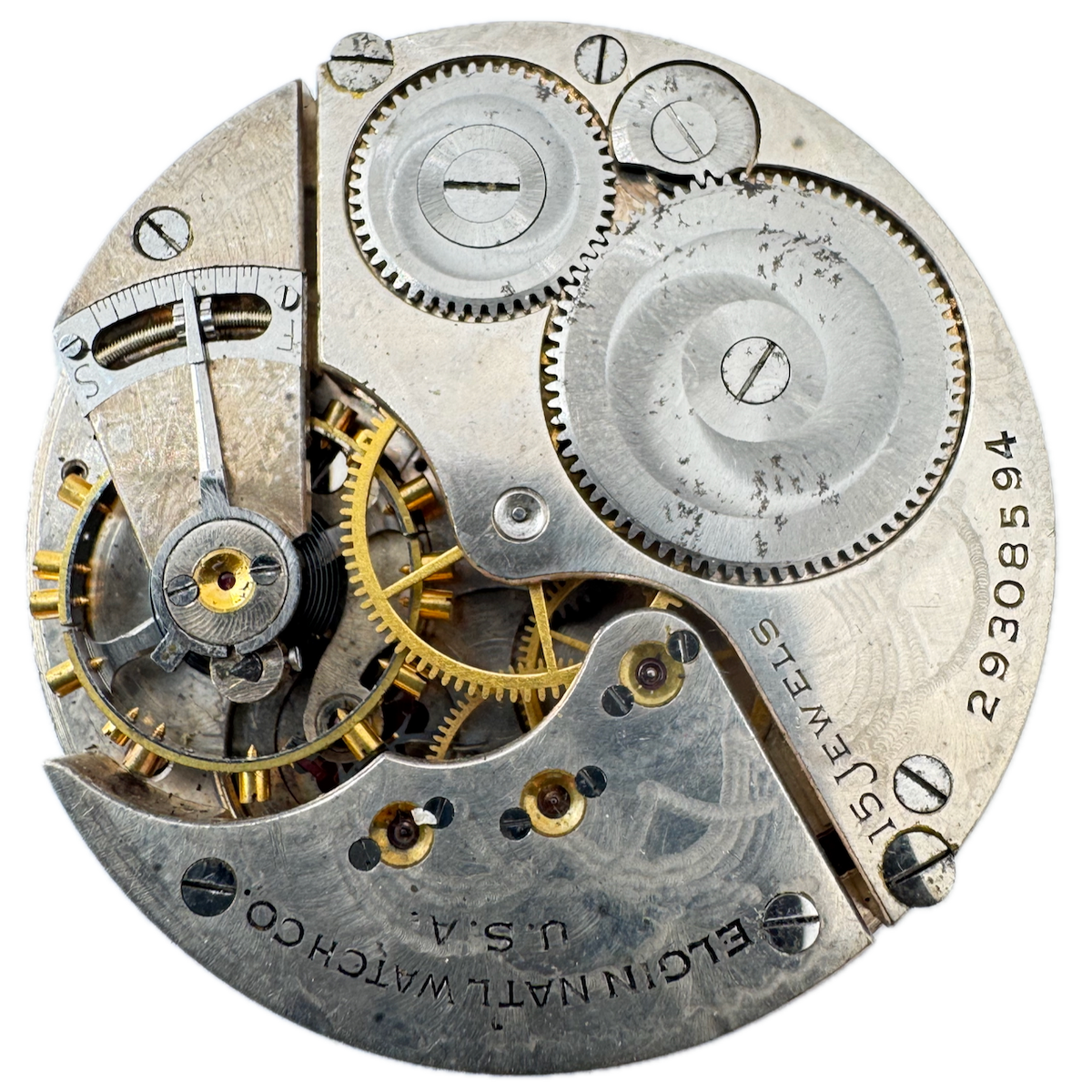 Antique 16s 1927 Elgin 15 Jewel Mechanical Pocket Watch Movement 313 USA