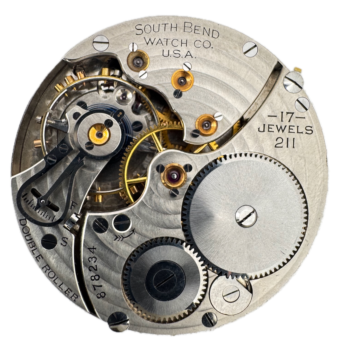 Antique 16s 1917 South Bend 17 Jewel Mechanical Pocket Watch Movement 211 USA