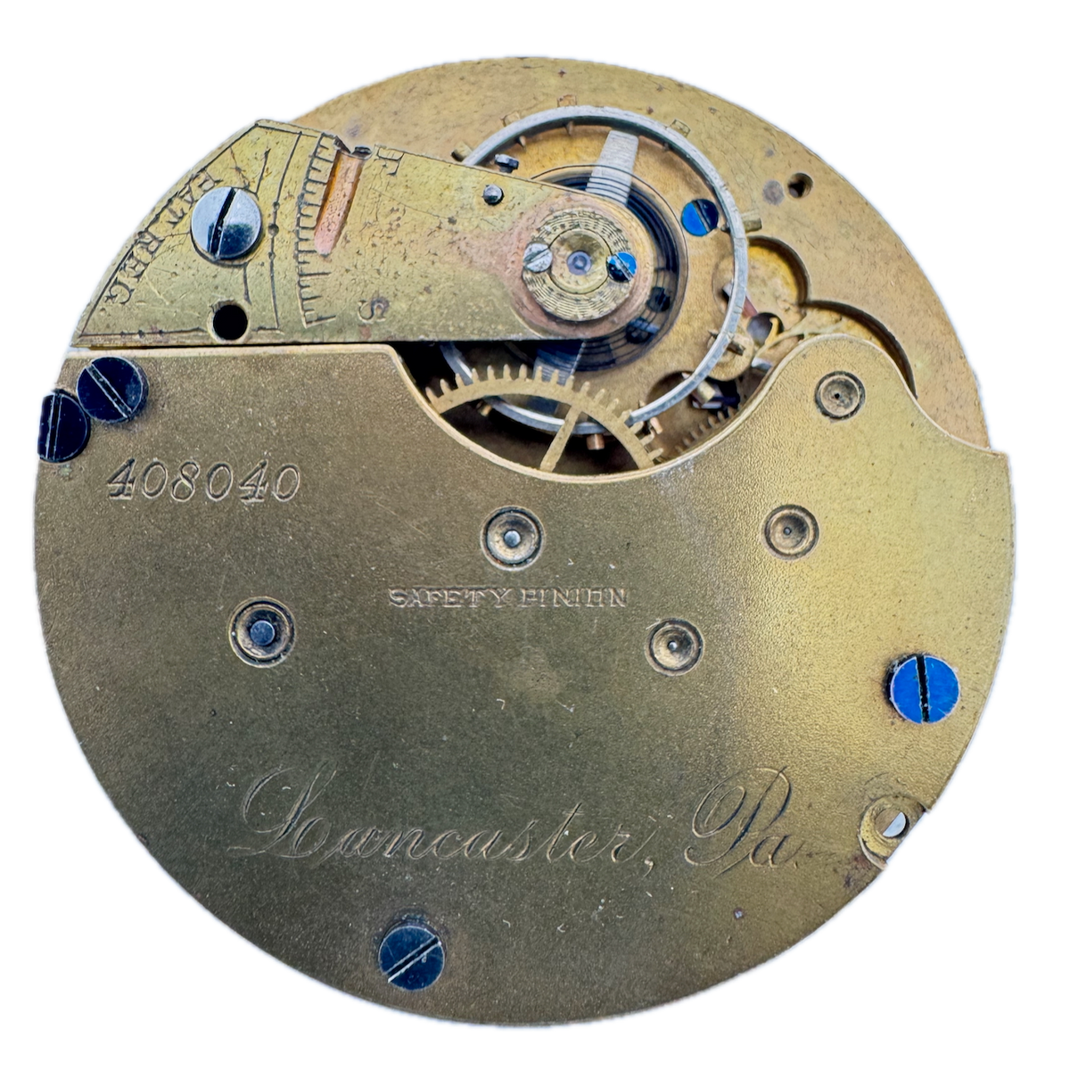 Antique 18s 1890 Lancaster 7 Jewel Hunter Pocket Watch Movement Lancaster USA